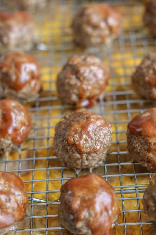 cooked cheese stuffed barbecue meatballs
